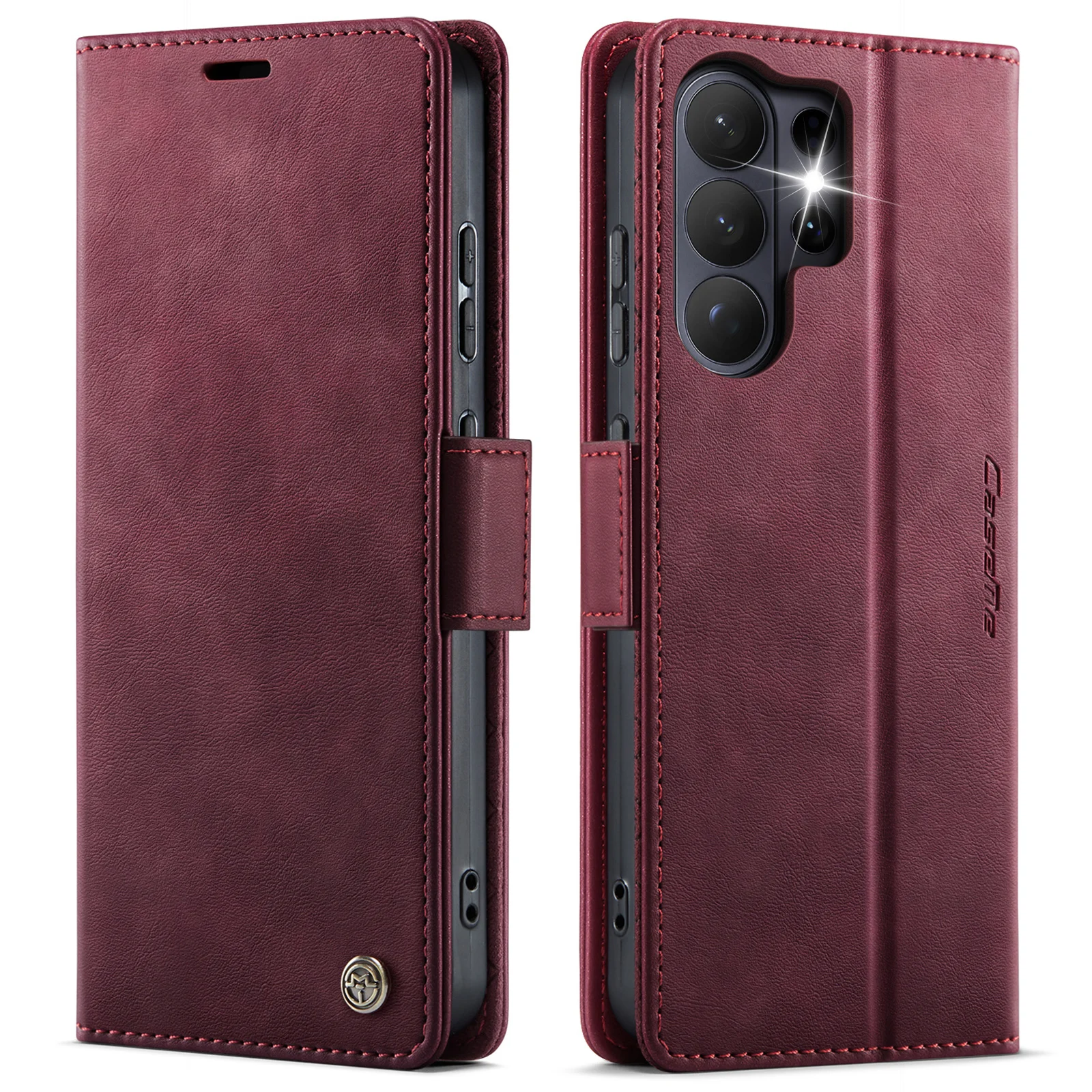 Vintage-Style Magnetic PU Leather Wallet Phone Case with Shockproof Card Holder Pocket Cover