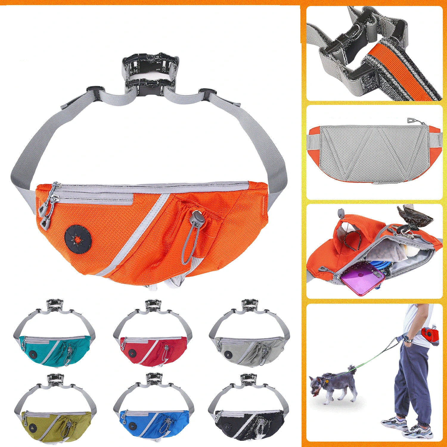 PetDogLeashFannyPackOutdoorWalkingBagsTrainingTreatFannyPack