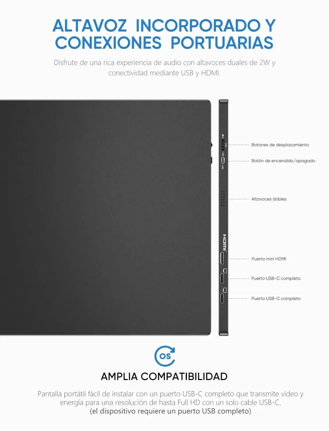 ARZOPA 1080P ޴ , Ʈ  ġ Xbox  PS4 PC, USB C HDMI ȣȯ ǻ ÷, 15.6 ġ 