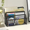Desk Mail Organizer, 2 Pack Office Small Letter Sorter Desktop File Organizer Metal Mesh with 3 Vertical Upright Compartments 1