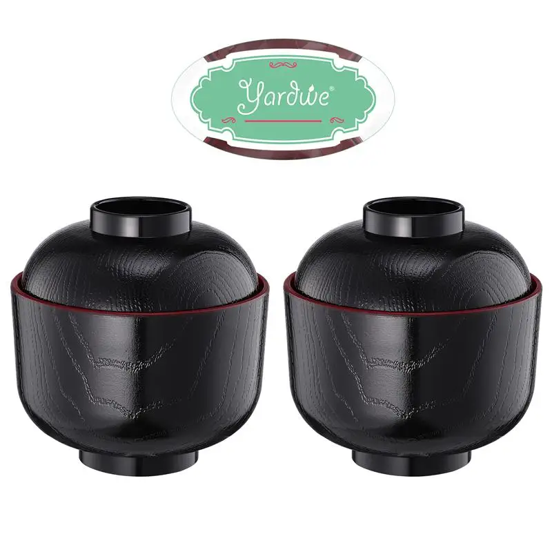 Tableware Set Ceramic Tableware Tea Bowl 2Pcs Miso Soup Bowl With Lid Japanese Rice Bowl Traditional Miso Soup Cutlery Tableware With Cover Steamer
