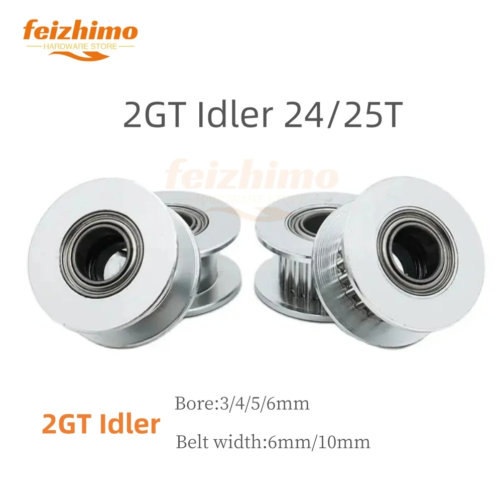 

FM GT2 2GT Idler 24T And 25Teeth Synchronous Timing Idler ,Hole 3/4/5/6mm With Bearing Suitable For 6/10mm Belt 3D Printer Parts