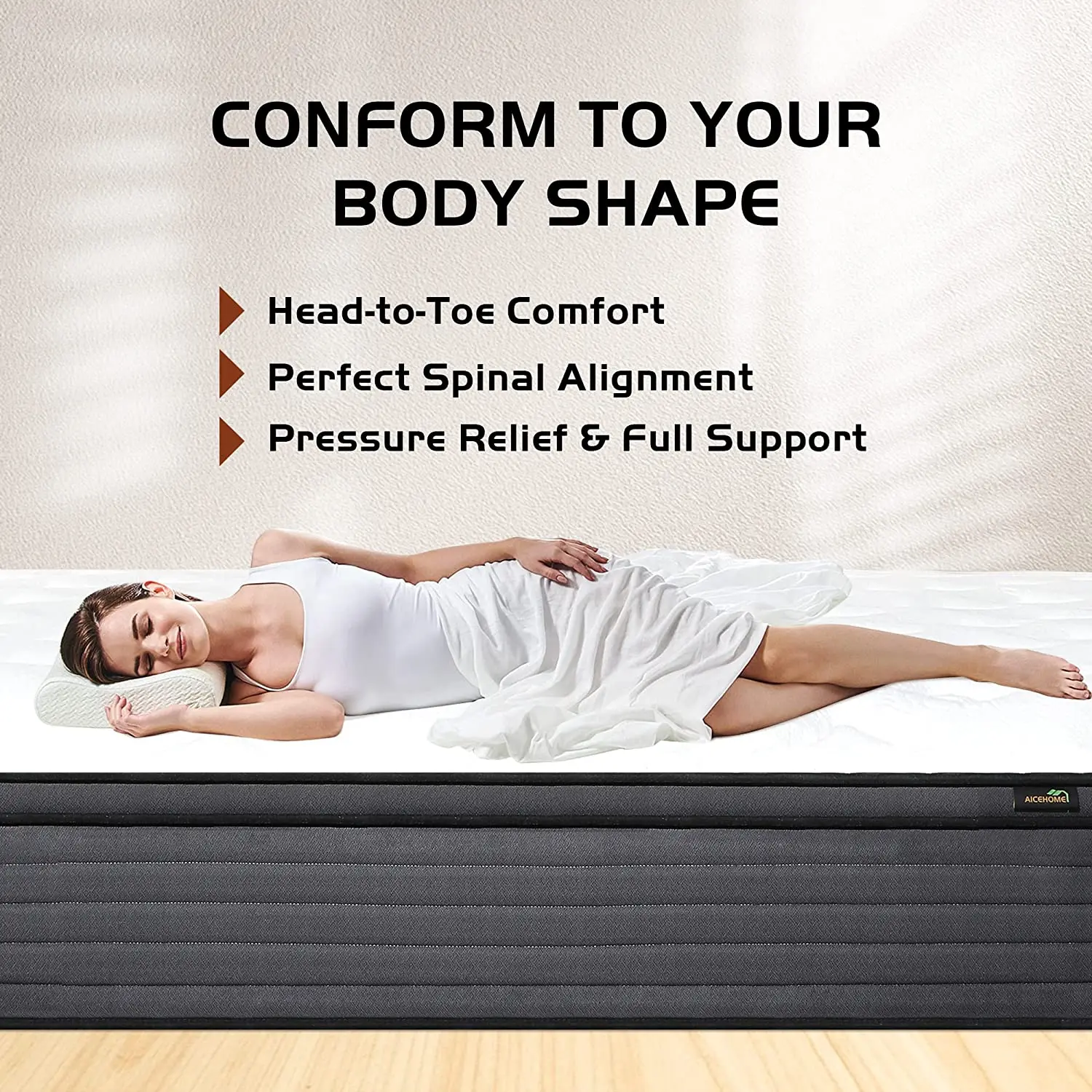 Description Picture 5 of itemAicehome Hybrid Mattress High Density Foam Individually Wrapped Pocket Coils Mattresses Motion Isolation Medium Firm