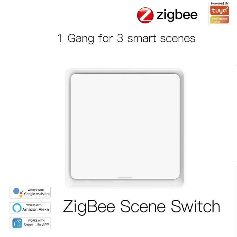 

Tuya ZigBee Smart Scene Switch 4 Gang 12 Scene Switch Push Button Controller Works With Smart Life App ZigBee Gateway