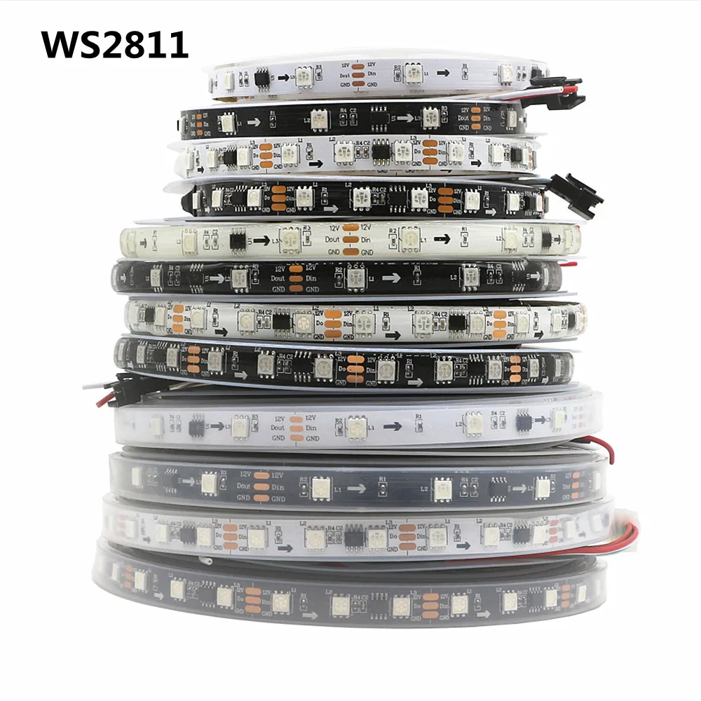WS2811 RGB IC СВЕТОДИОДНАЯ лента SMD 5050 адресная 16703 1903 Пиксельная 30/60 светодиодов