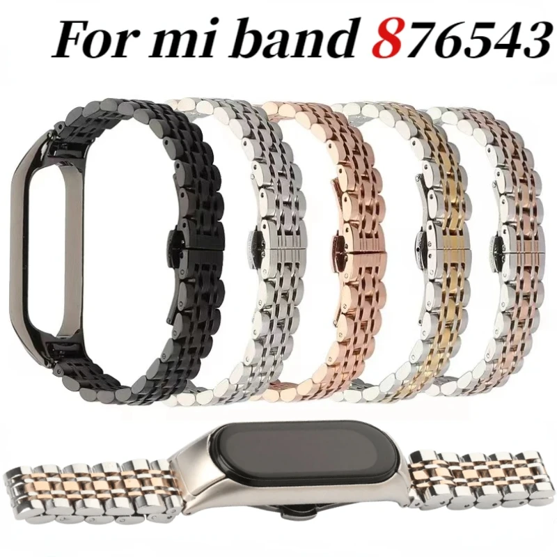 Metal Strap For Xiao Mi Band 8 7 6 5 4 3 Stainless Steel Bracelet Wristband For Miband 8 WatchSmart bracelet For Miband 7 Correa
