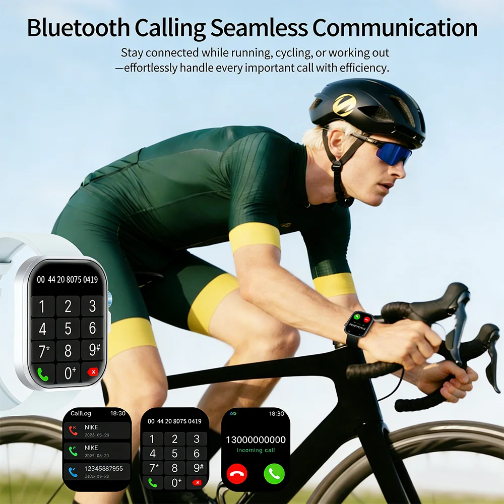 2026 New LED Flashlight Smart Watch Men Outdoor Sport Fitness Tracker Health Monitor 2.01 Inch Bluetooth Call Smartwatch 3