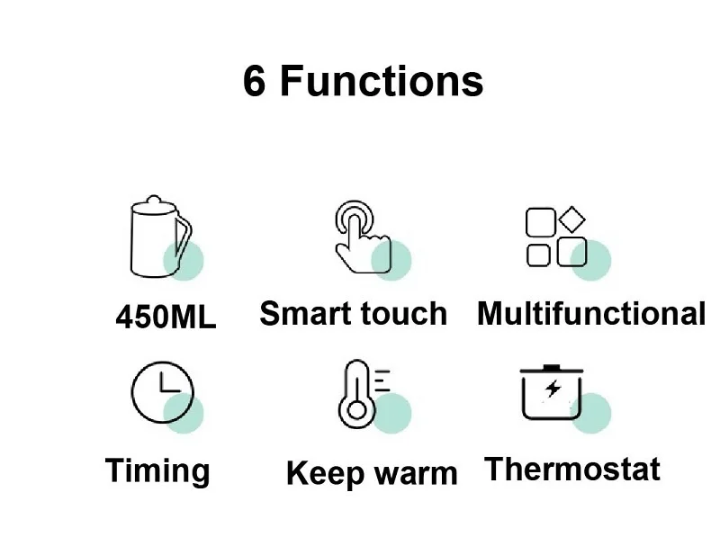 Description Picture 3 of item110V/220V Electric Kettle Portable Heating Cup Thermostat Heat Preserving Pot Electric Stew Cup Desktop Boiling Water Cup 450ML