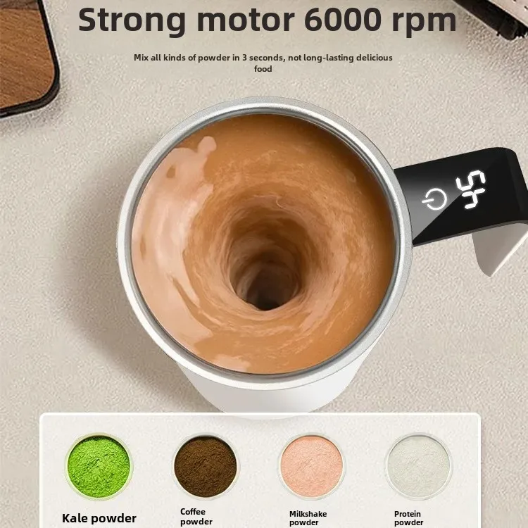 Portable Electric Smart Temperature Measurement Magnetic Automatic Stirring Cup Fitness Protein Shake Powder Cup Coffee Milkshak