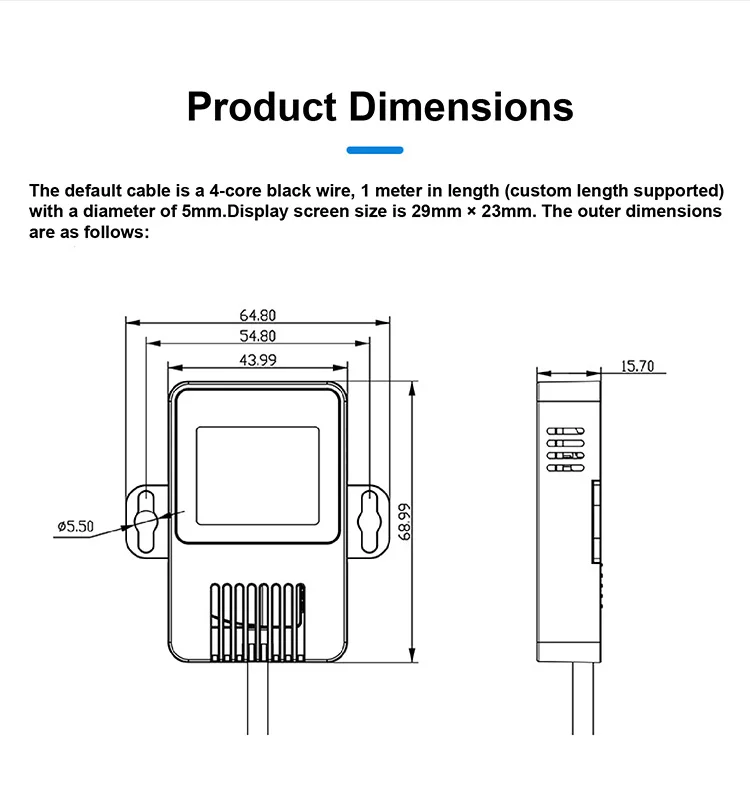 WS301 CO2 Temperature Humidity Barometric Pressure Light Sensor RS485 Transmitte