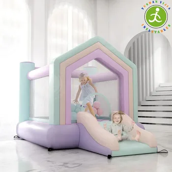 2023 미니 바운스 하우스 에어 블로우 콤보 바운시 캐슬 풍선 바운서 마카롱 색상, 인기 제품