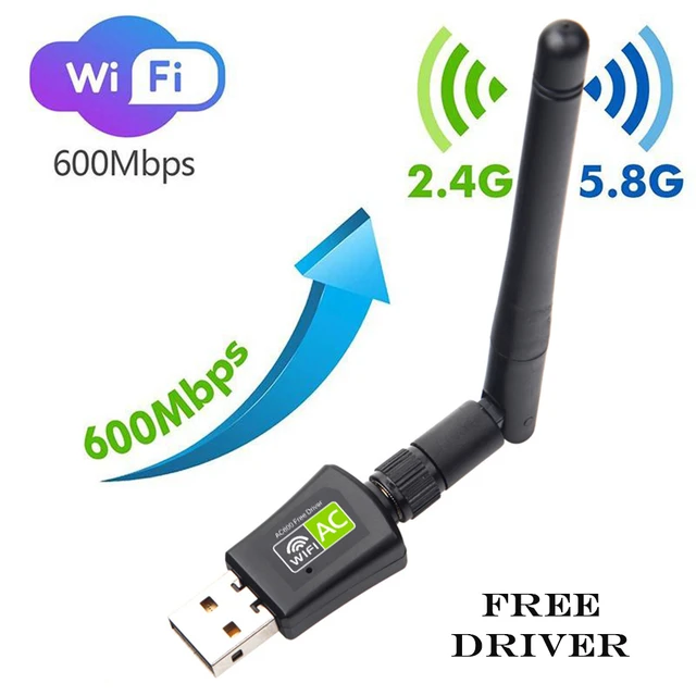 Adaptador WiFi USB de 600Mbps, Dongle, tarjeta de red inalámbrica para TV,  PC, Windows, Mac OS, banda Dual, antenas de alta ganancia de 2,4 GHz -  AliExpress