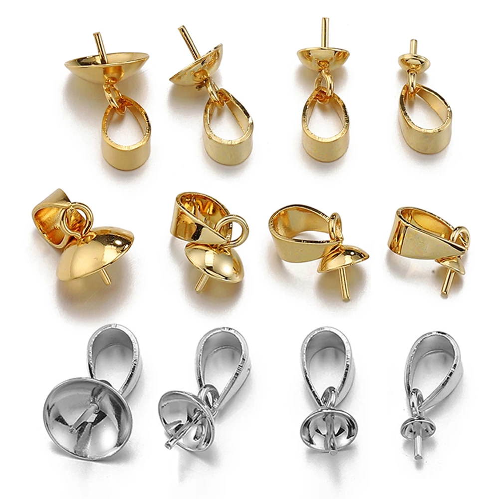 20pcsStainlessSteelPearlPendantsEyePinsBailTopDrilledBeads