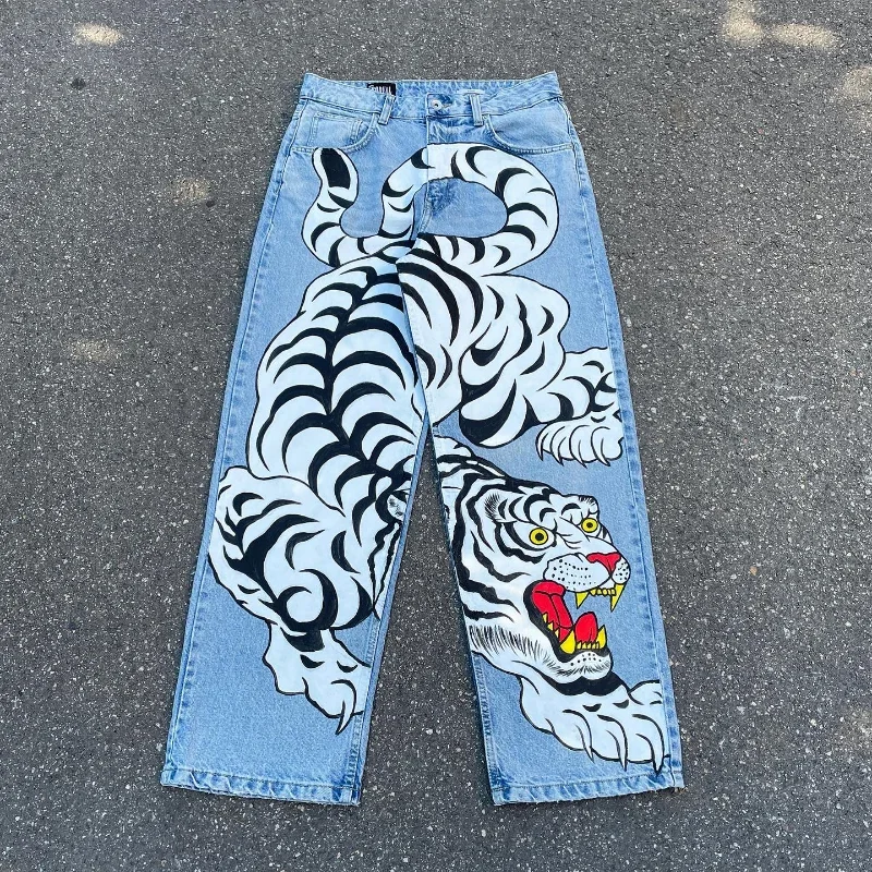 Description Picture 3 of itemY2K Baggy Jeans Harajuku 2000s Streetwear Vintage printing Oversized Hip Hop loose Jeans rock Gothic fashion Wide Trousers pants
