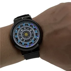 남성용 LED 패션 블랙 풀 용암 손목 시계, 블루 디스플레이, 남성 시계, 남성 소년 스포츠 선물, 크리에이티브 시계