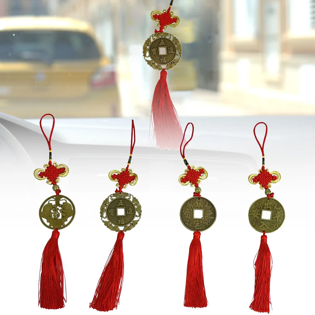 

1pc Chinese Knot Copper Coins Pendant Feng Shui Decor Car Hanging Ornament Luck Protective Amulets Gift Decoration Crafts Home