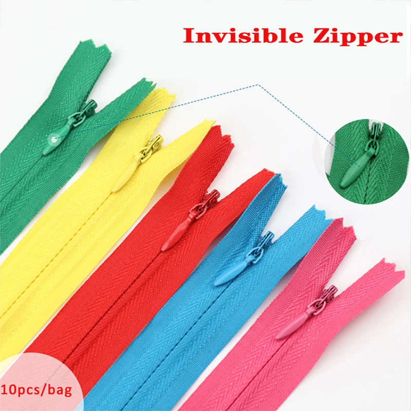 10pcs Invisible Zippers Nylon Coil Zipper Tailor 28cm 35cm 40cm 45cm