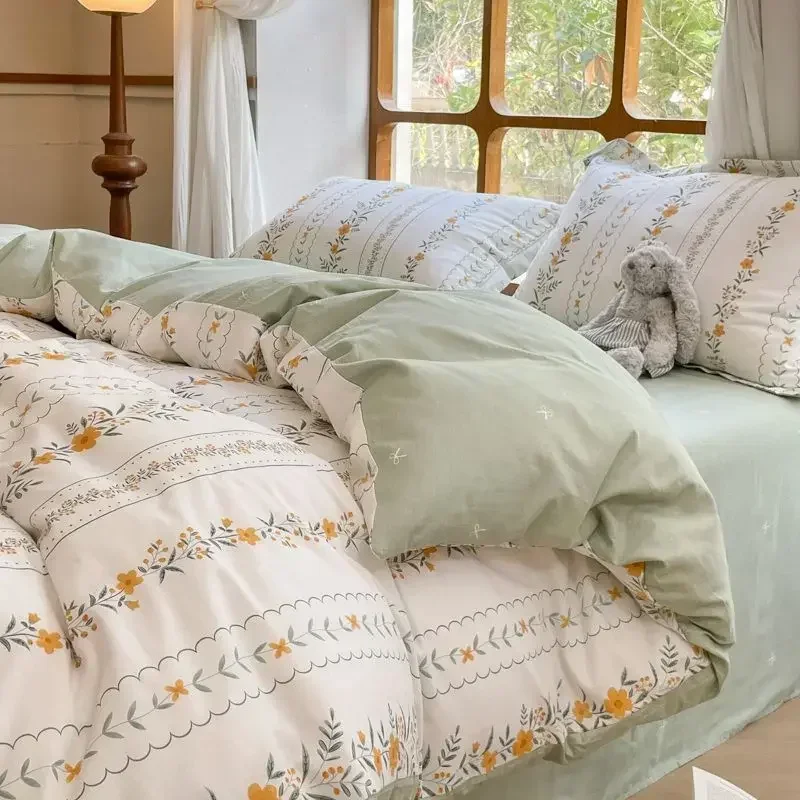 

Warm nest French small floral gentle girly heart bedding four-piece set 2023 new cotton pure cotton bed sheet quilt cover