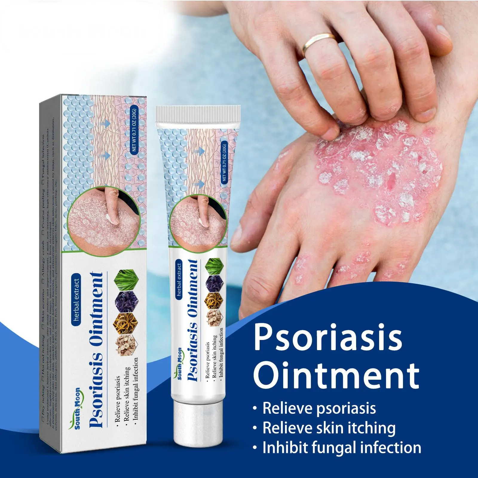 Herbal Psoriasis Treatment Cream Antibacterial Anti-itch Dermatiti Eczema Urticaria Alergy Skin Ointment Beauty Health Body Care skin care ointment antibacterial anti fungal cream