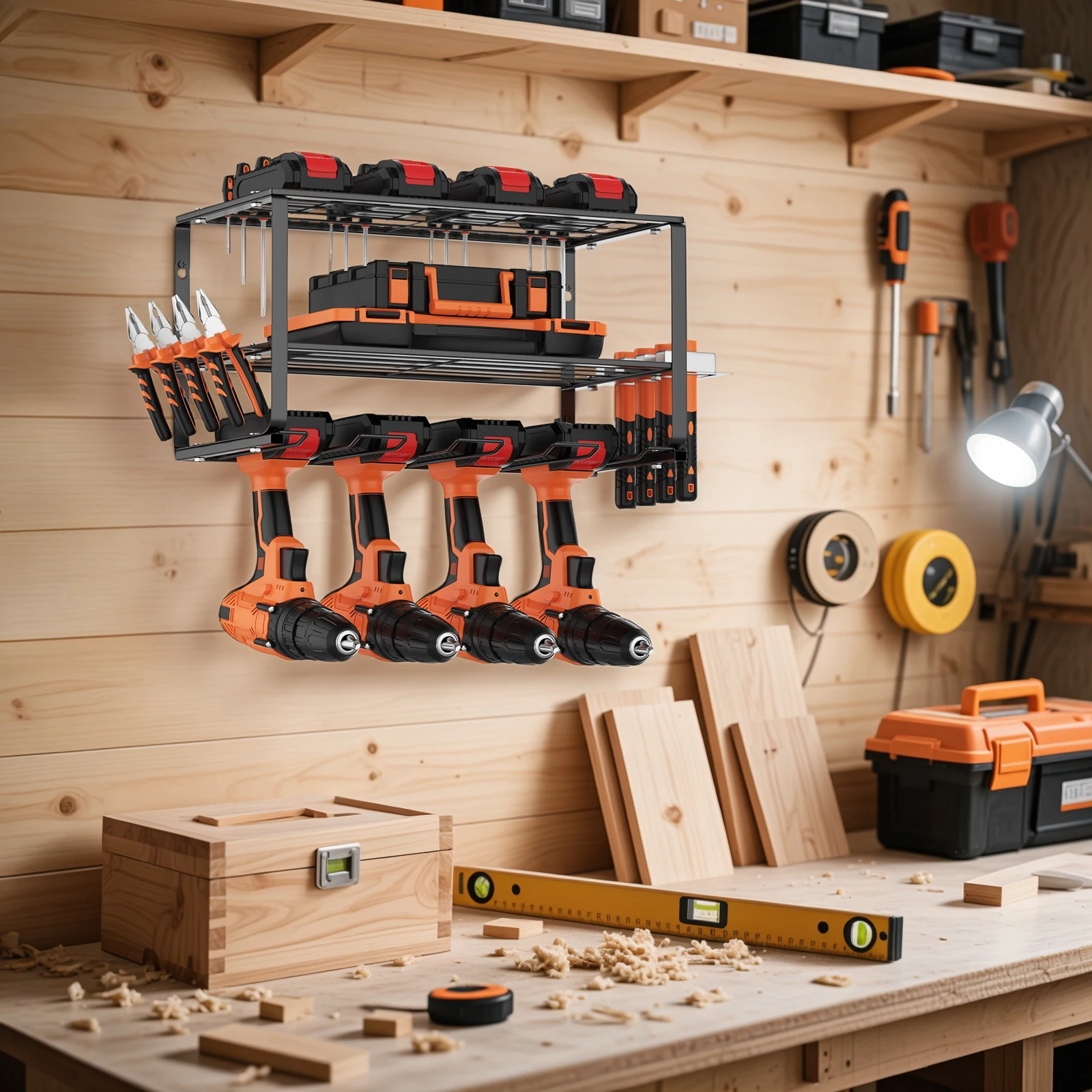 DayPlus 3-Tier Power Tool Storage, Heavy Duty Metal Tools Shelf Organizer Rack for 4 Drill Tools, Toolbox, Screwdrivers, Pliers: 3 - 5 Days Free Delivery only UK