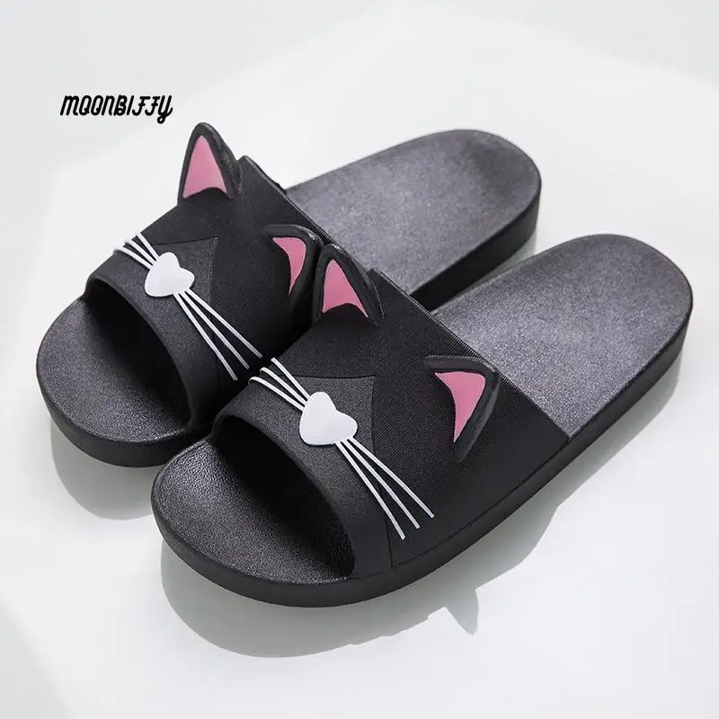 Couples Slides Designer Flip Flops Soft Shoes Summer Women Slippers Cute  Cartoon Cat Ladies Indoor Bathroom Animal Slipper - AliExpress