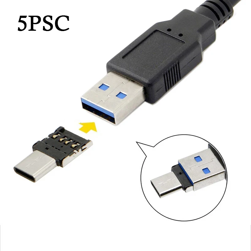 1-5개입 C타입 to USB 2.0 OTG 어댑터 마이크로 USB C타입 수-암 변환기 (맥북, 삼성 S20 USB C OTG 커넥터용)