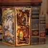 CUTEBEE DIY Book Nook Kit Wooden Dollhouse with Touch Light Magic Bookshelf Insert Decor for Gift Fantastic Animal Common Room 4