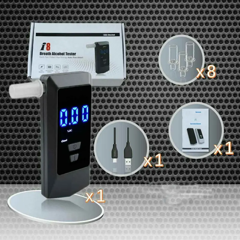 Alcohol Tester Rechargeable Digital Breath Tester Breathalyzer Gas Alcohol Detector Personal & Professional Use alcohol tester breath alcohol tester