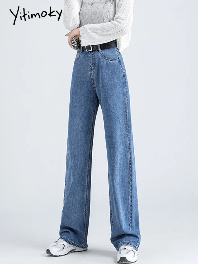 Yitimoky Casual Spring Women Long Jeans Trousers High Waist