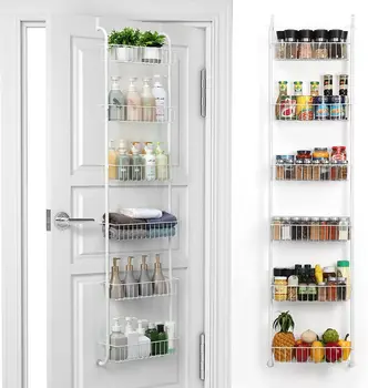 6-Tier Adjustable Pantry Organization Storage, Heavy-duty Metal Door Spice Rack for Kitchen, Bathroom 2