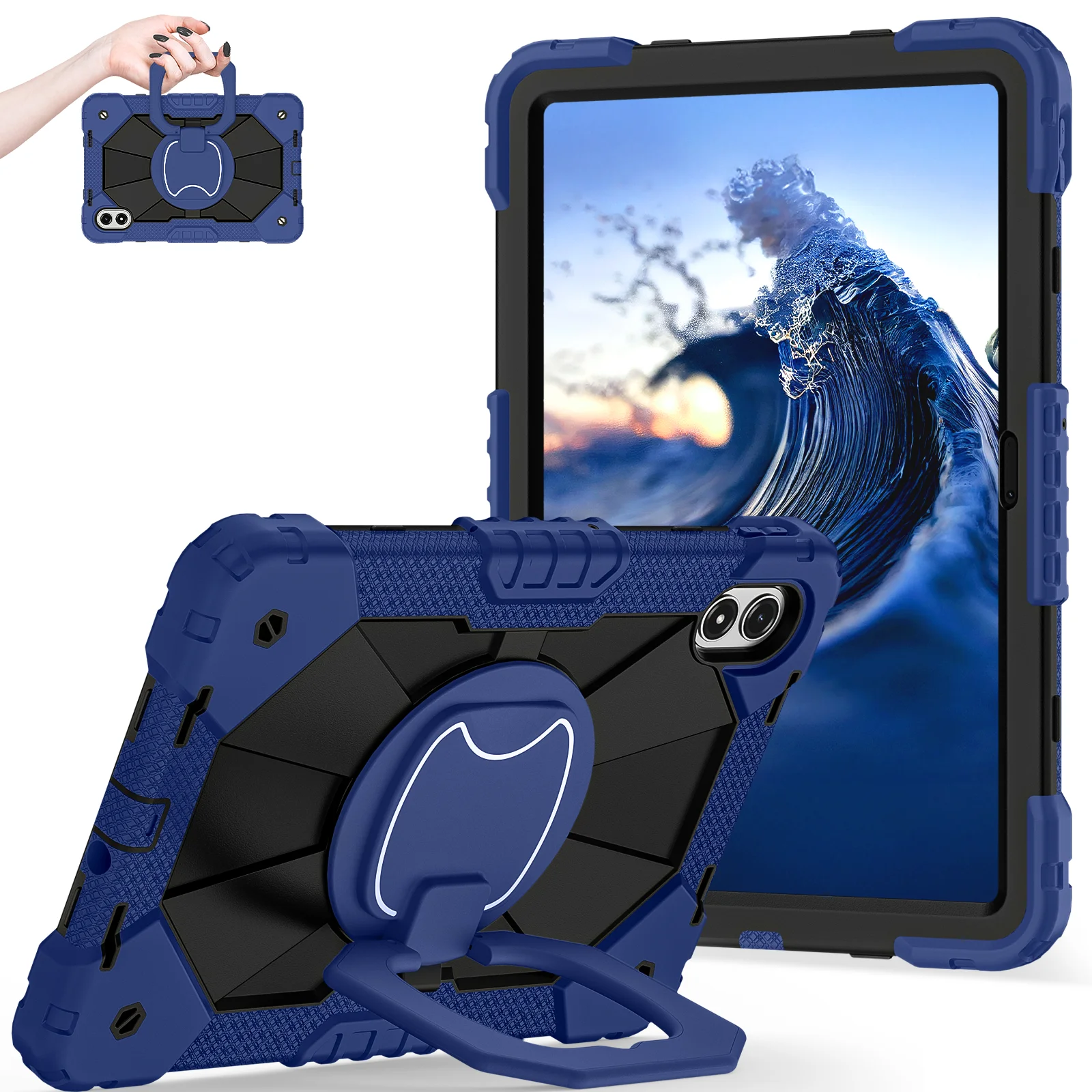 Enhanced Shockproof Tablet Case with Handle Rotation Stand and Hard Cover