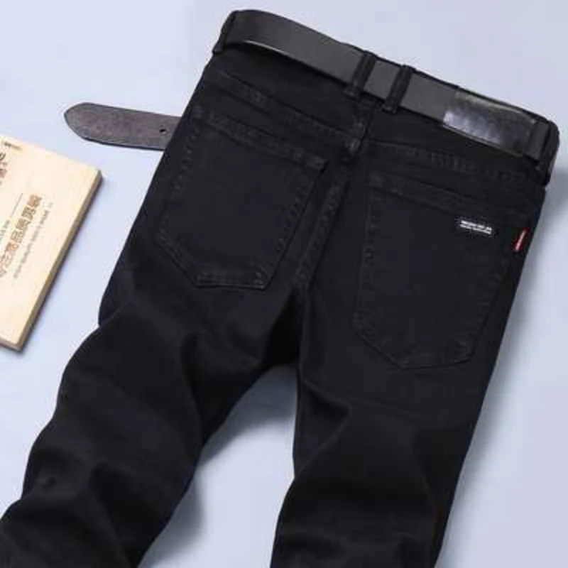 Men Jeans Stretch Baggy Trouser Man's Clothing Straight Leg Loose Spring Summer Slim Fit Solid Design New Denim Business