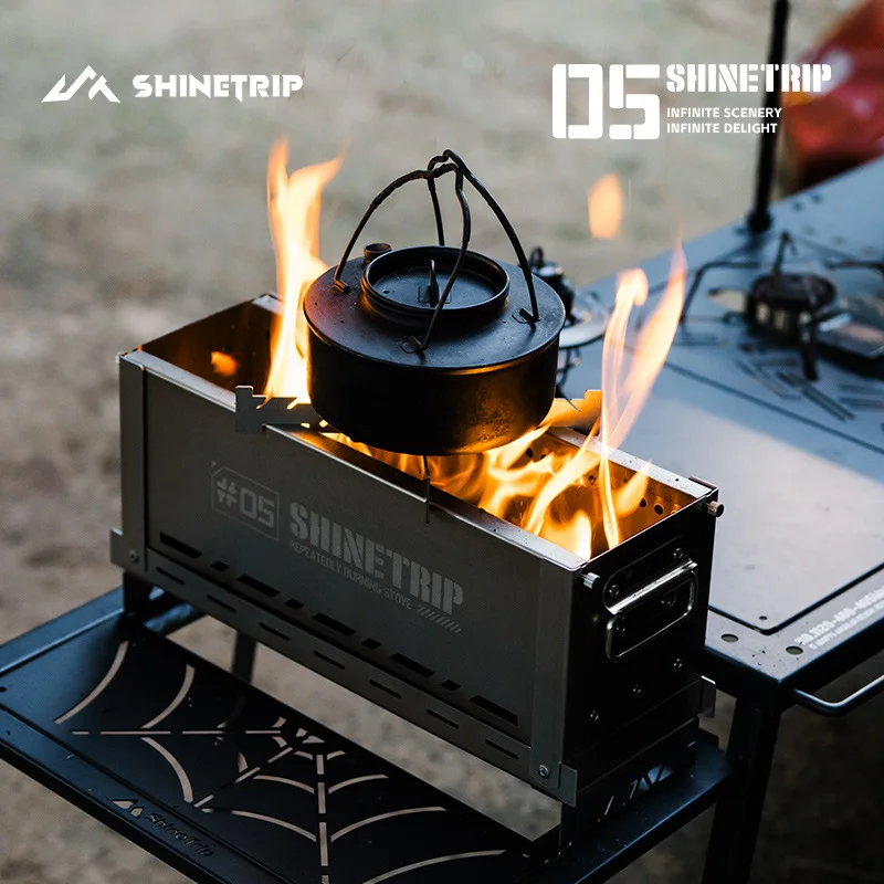 ShineTrip Outdoor Portable Cookware Stainless Steel Outdoor Camping IGT Semi-Unit Secondary Burning Incinerator Collapsible