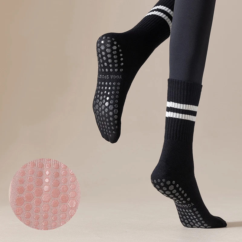 

Indoor Non-slip Pilates Women's Yoga Socks Silicone Sports Socks Bright Color Stripes High Quality Breathable Soft Cotton Socks