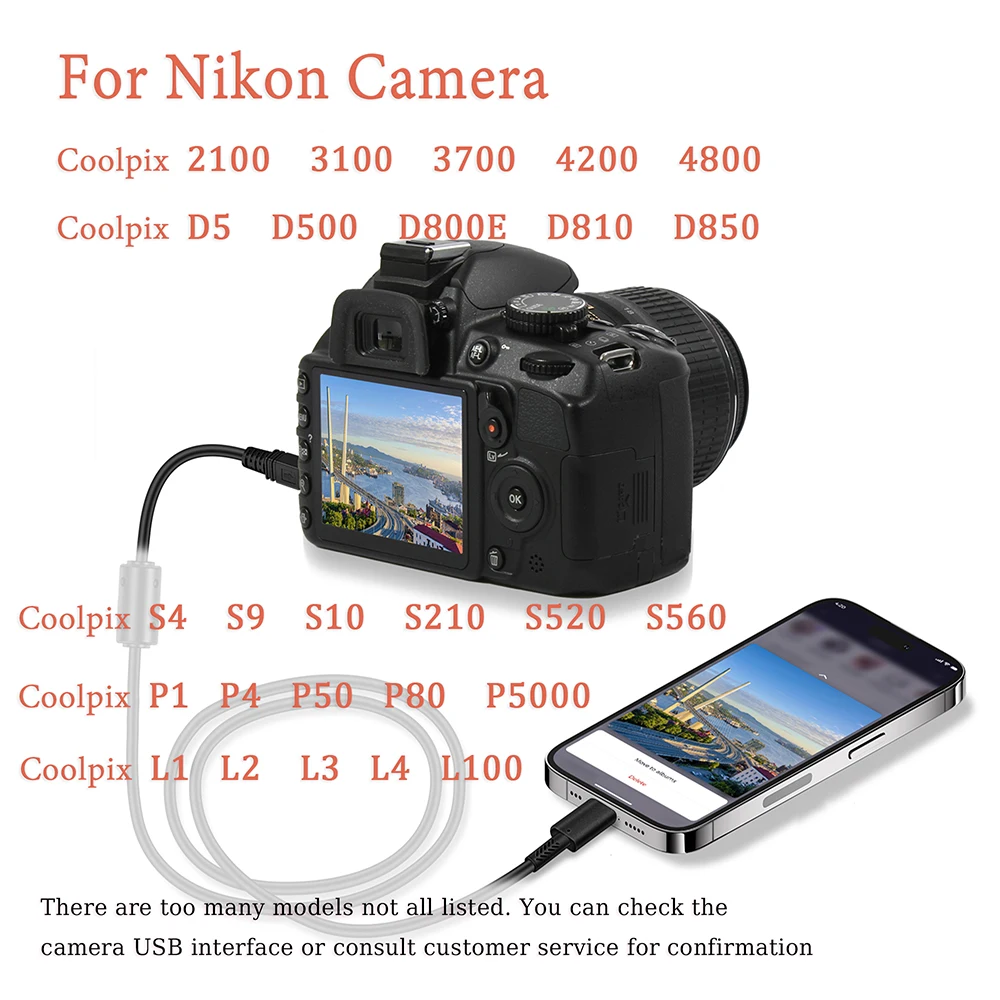Nikon Camera to Lightning Smartphone port cable,for iphone 8plus