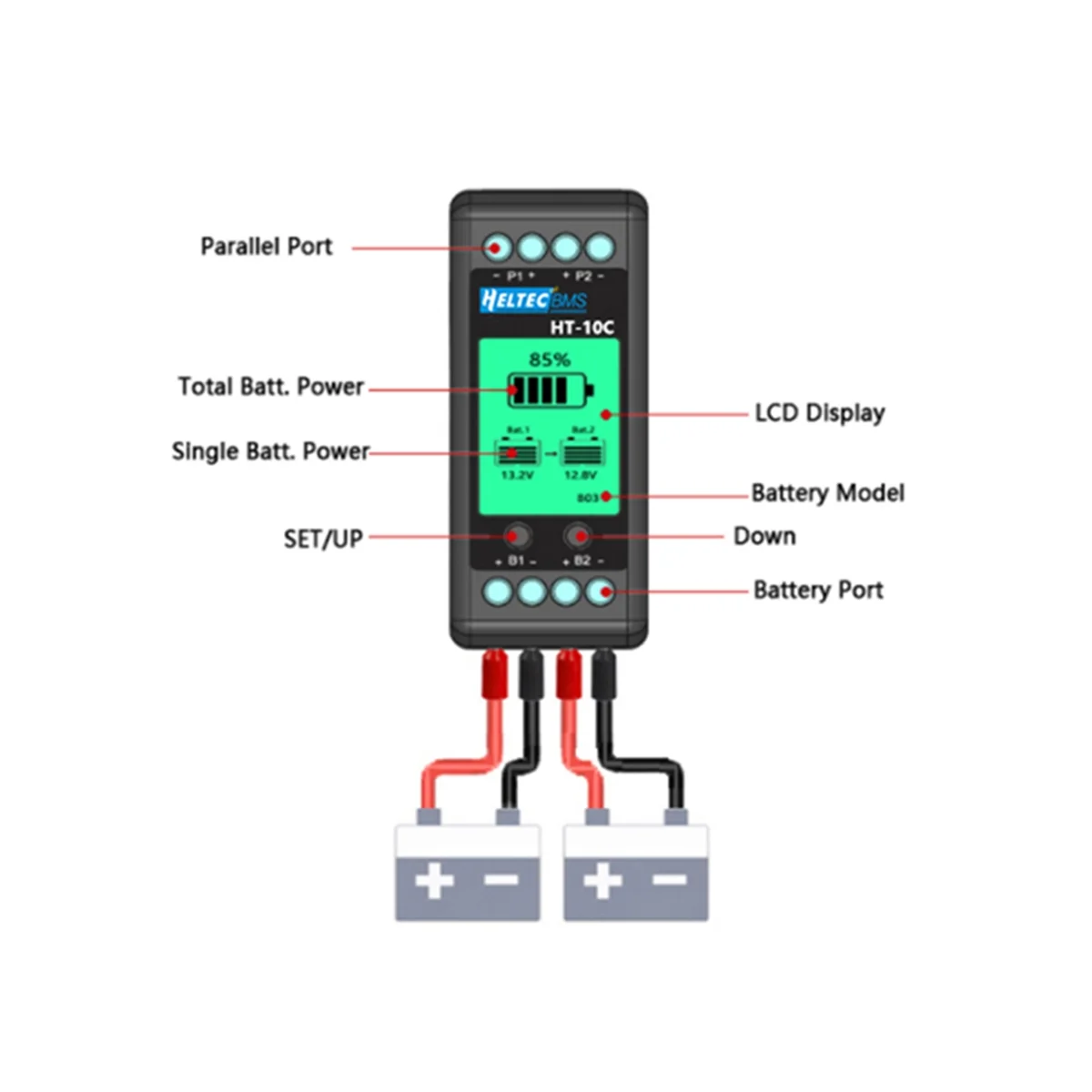 

H ELTEC AUTOMATION 12V Lead Acid Battery Equalizer 10A Active Balancer Lipo/Lifepo4 Connected in Parallel Series LCD Meter