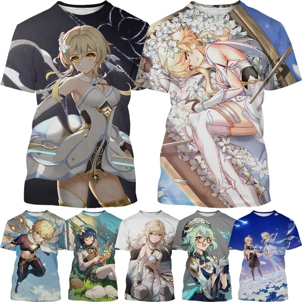 

New Men's and Women's Tops 3D Painted Streetwear T Shirt Fashion Casual Genshin Impact Popular Game T Shirt