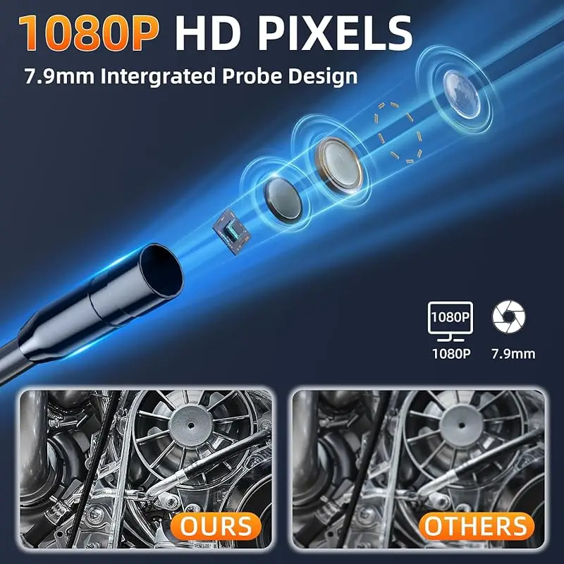 4.3'' IPS Industrial Endoscope Camera 8mm 1080P Car Inspection Borescope IP67 Waterproof Sewer Camera Inspection Tools for Men 5