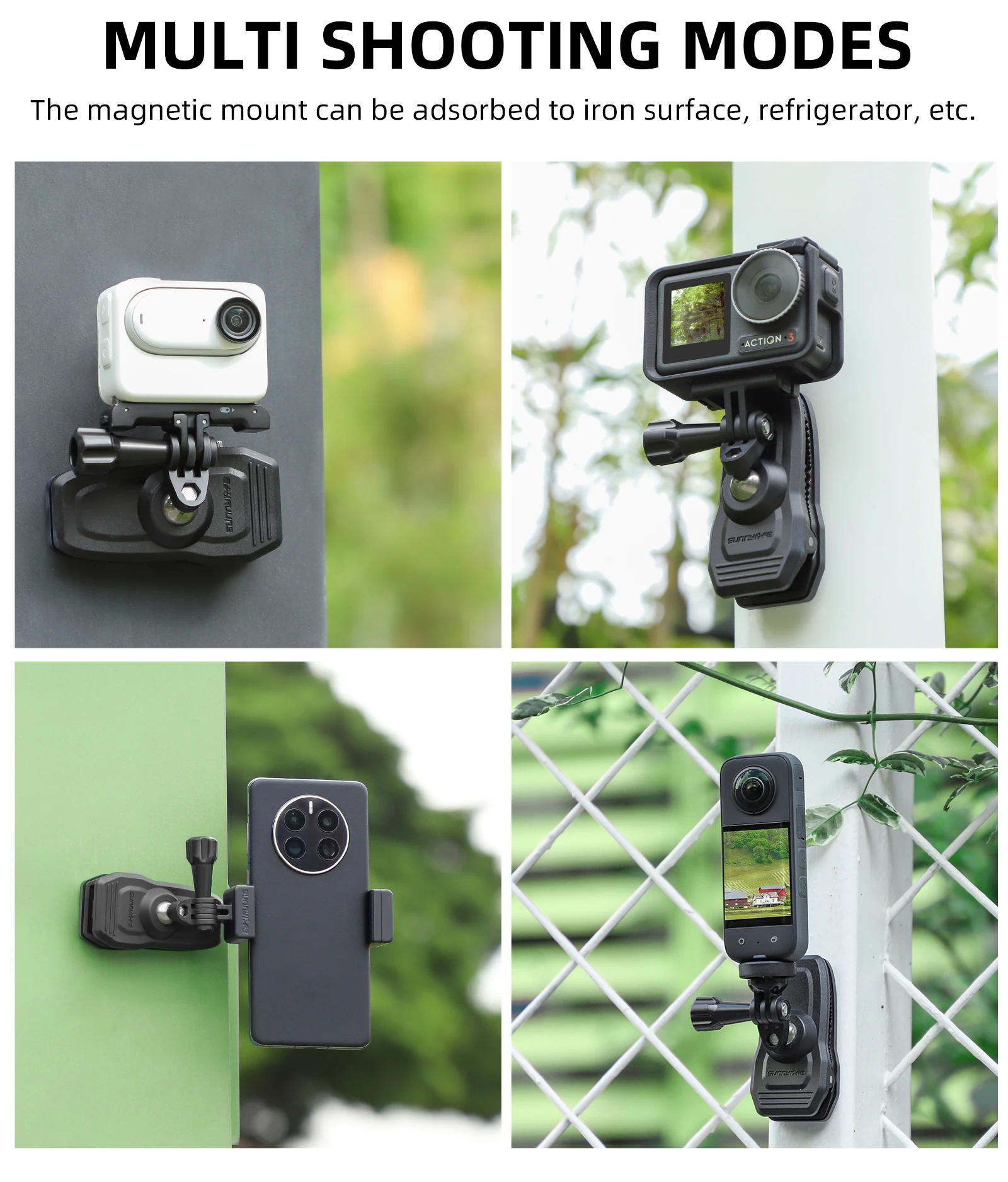 Фото Для Insta360 GO3 Action4 универсальное магнитное крепление 360 градусов GoP 12 Спортивная камера рюкзак зажим №5