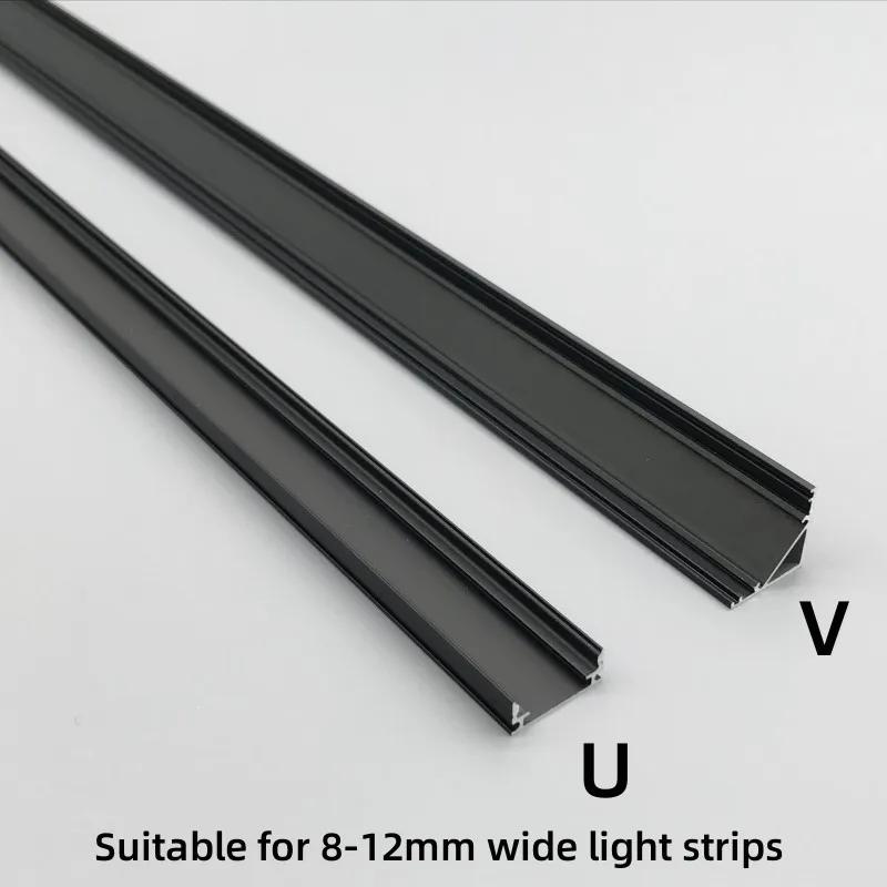LED Aluminum Profile 2-30 Pieces/Pack Black Cover 0.5m/Piece U/V Shape Suitable For 8-12mm LED Light Strip Housing Channel led light led aluminum channel