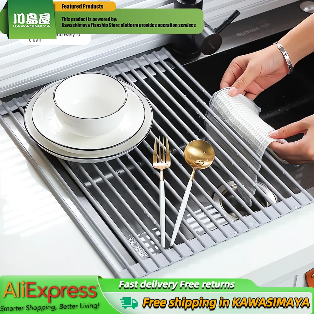 

KAWASIMAYA Kitchen Sink Drainage Rack Sink Dish Rack Drainage Dish Rack Foldable Retractable Drainage Basket
