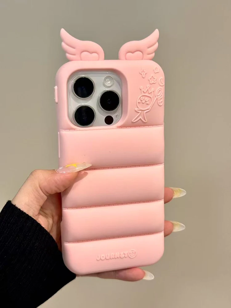 Mode Liebe Herz Flügel Weiche Silikon Telefon Zurück Abdeckung Für iPhone 16 Pro Max 17 15 13 14 Fall