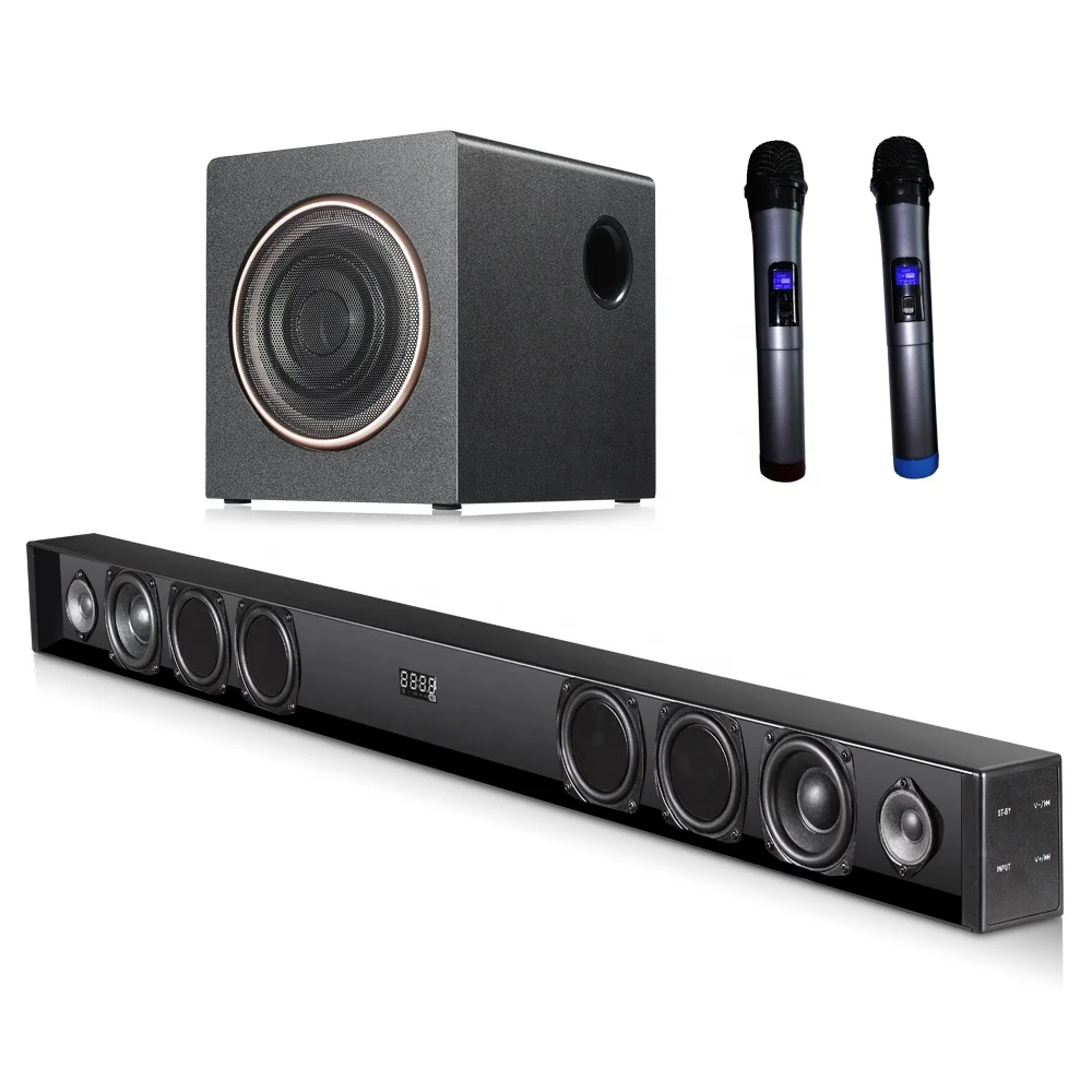 

2.1 Wireless Home Theatre Theater Speaker System Soundbar TV, Hifi Audio Wooden BT Surround Sound Bar USB With Subwoofer