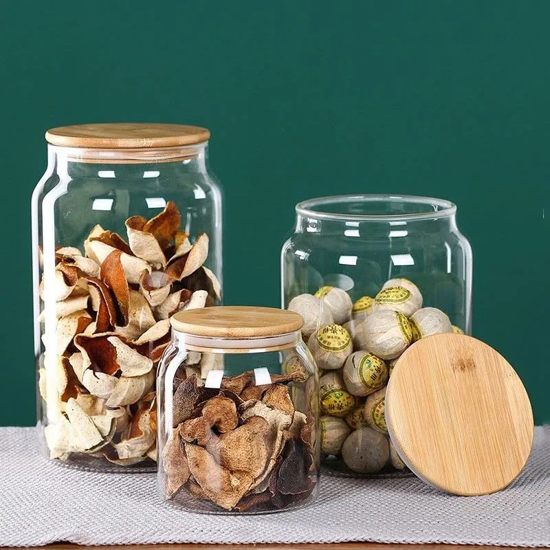1.3L/3L/4L Sealed Glass Bottles Glass Jars and Lids Kitchen Food Storage Containers Transparent Spice Organizer Tea Sugar Tanks 6