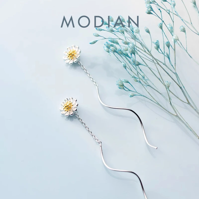 Modian-신상품 진짜  공장 골드 컬러 데이지 드롭 귀걸이 여성을 위한 패션 ..