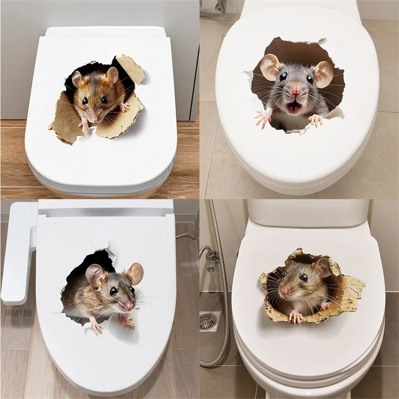 GRITKULTURE Autocollant Amovible Souris Assise sur les WC