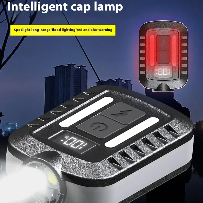Bright Cap Clip Lamp Portable Warning Headlamps Rechargeable COB Night Running Camping Hiking Fishing Headlight with Side Light