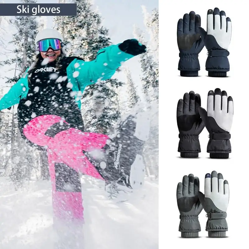 Snow Gloves For Men Thick Warm Winter Waterproof Snowmobile Mittens Skiing Snowboarding Windproof Women Winter Skiing Gloves