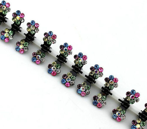 Fashion Small Cute Crystal Flowers Metal Hair Claws Hair Clips Girls Hairstyle Hairpins Hair Oranment Hair Accessories
