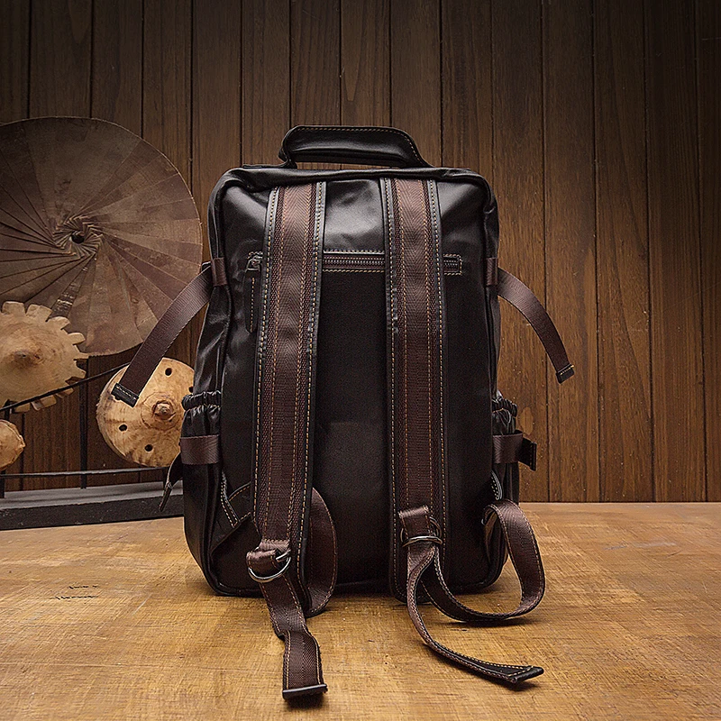 Genuine Leather Travel Backpack Handmade Top Layer Cowhide Leather Rucksack Outdoor Large Capacity Knapsack Laptop School Bag